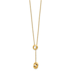 14K Polished Circles Lariat w/2in ext. Necklace