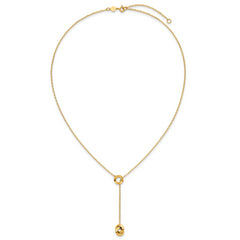 14K Polished Circles Lariat w/2in ext. Necklace