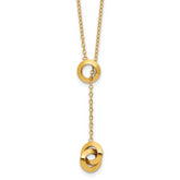 14K Polished Circles Lariat w/2in ext. Necklace