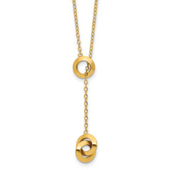14K Polished Circles Lariat w/2in ext. Necklace