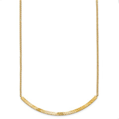 14K Polished and Diamond-cut Bar Double Chain w/2in ext. Necklace