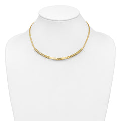 14K Polished and Diamond-cut Bar Double Chain w/2in ext. Necklace