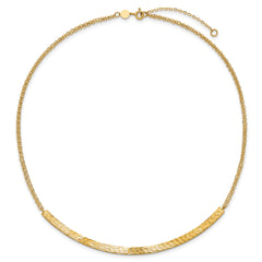 14K Polished and Diamond-cut Bar Double Chain w/2in ext. Necklace