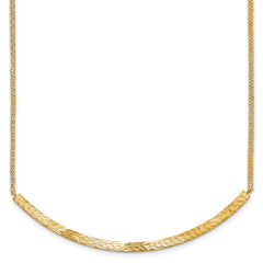 14K Polished and Diamond-cut Bar Double Chain w/2in ext. Necklace