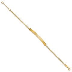 14K Polished / Diamond-cut Bar Double Chain w/.75in ext. Bracelet