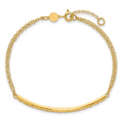 14K Polished / Diamond-cut Bar Double Chain w/.75in ext. Bracelet