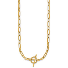 14K Polished and Twisted Fancy Link Toggle Necklace