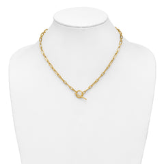 14K Polished and Twisted Fancy Link Toggle Necklace
