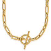 14K Polished and Twisted Fancy Link Toggle Necklace