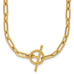 14K Polished and Twisted Fancy Link Toggle Necklace