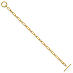14K Polished and Twisted Fancy Link Toggle Bracelet