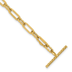 14K Polished and Twisted Fancy Link Toggle Bracelet