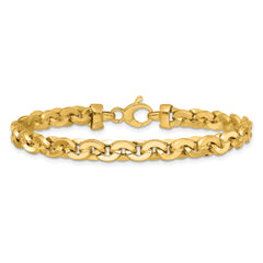 14K Polished Fancy Round Link Bracelet