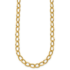 14K Polished and Twisted Fancy Link Necklace