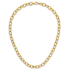14K Polished and Twisted Fancy Link Necklace