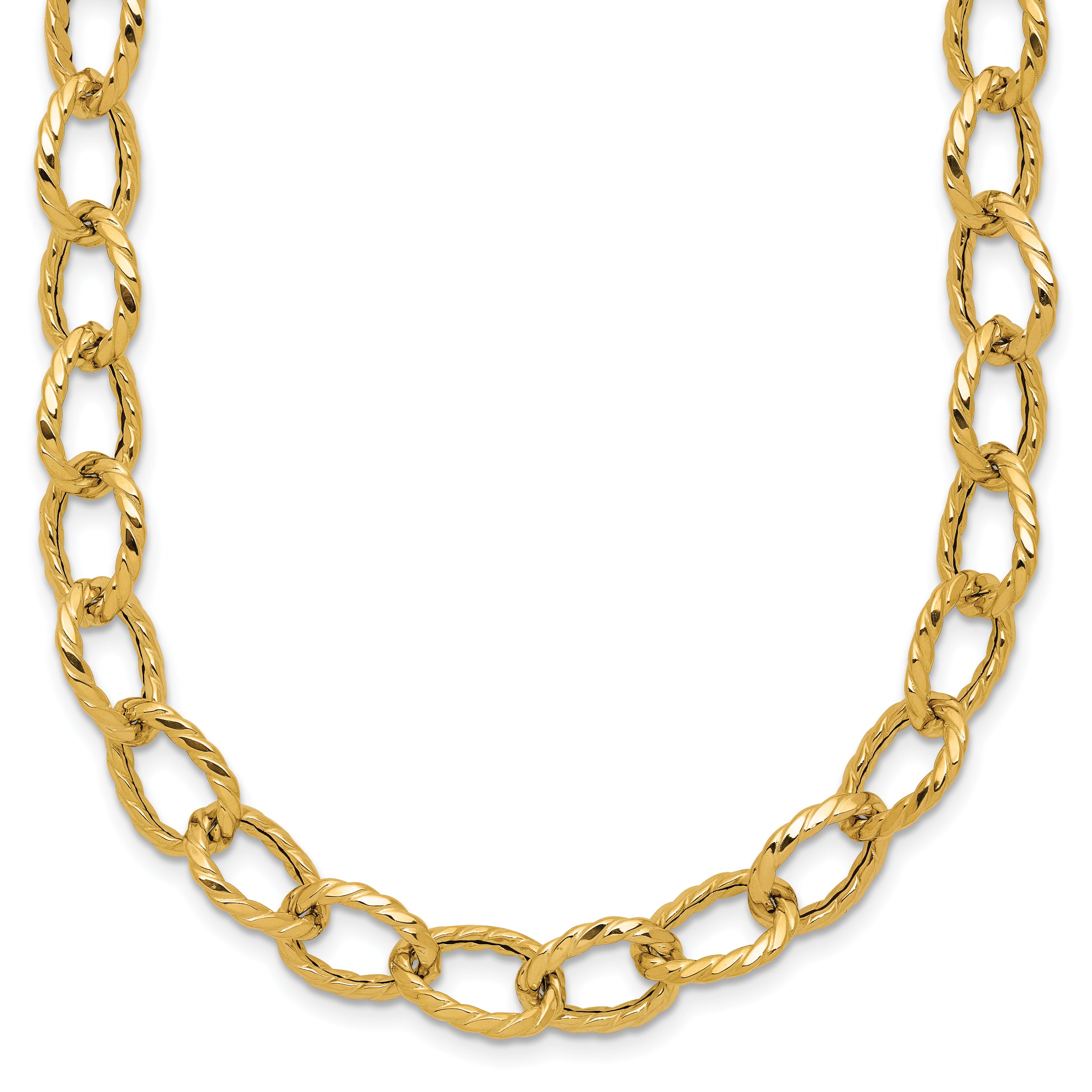 14K Polished and Twisted Fancy Link Necklace