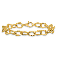 14K Polished and Twisted Fancy Link Bracelet