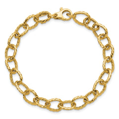 14K Polished and Twisted Fancy Link Bracelet