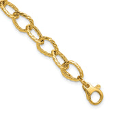 14K Polished and Twisted Fancy Link Bracelet