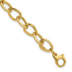 14K Polished and Twisted Fancy Link Bracelet