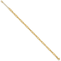 14K Polished Fancy Link w/1in ext. Bracelet