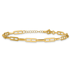14K Polished Fancy Link w/1in ext. Bracelet