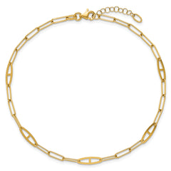14K Fancy Paperclip Link 9 inch Plus 1 inch Extender - Total 10 inch Anklet