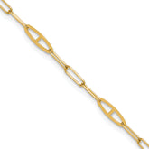 14K Fancy Paperclip Link 9 inch Plus 1 inch Extender - Total 10 inch Anklet