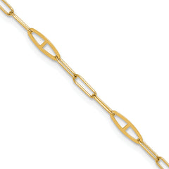 14K Fancy Paperclip Link 9 inch Plus 1 inch Extender - Total 10 inch Anklet