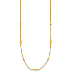 14K Polished Oval Disk Station w/2in ext. Necklace