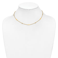 14K Polished Oval Disk Station w/2in ext. Necklace