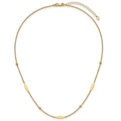 14K Polished Oval Disk Station w/2in ext. Necklace