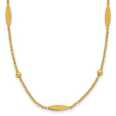 14K Polished Oval Disk Station w/2in ext. Necklace