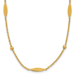 14K Polished Oval Disk Station w/2in ext. Necklace