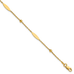 14K Polished Oval Disk Station w/1in ext. Bracelet