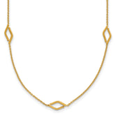 14K Polished Diamond-shaped Station w/2in ext. Necklace