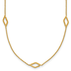 14K Polished Diamond-shaped Station w/2in ext. Necklace