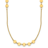14K Polished Circle Disc w/2in ext. Necklace