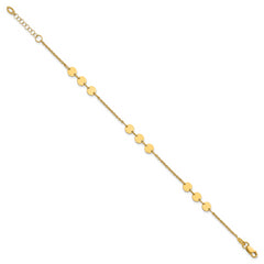 14K Polished Circle Disc w/1in ext. Bracelet