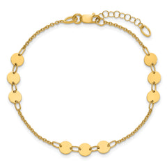 14K Polished Circle Disc w/1in ext. Bracelet