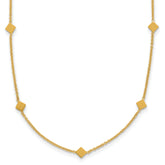 14K Polished Diamond-shaped Disk Station w/2in ext. Necklace