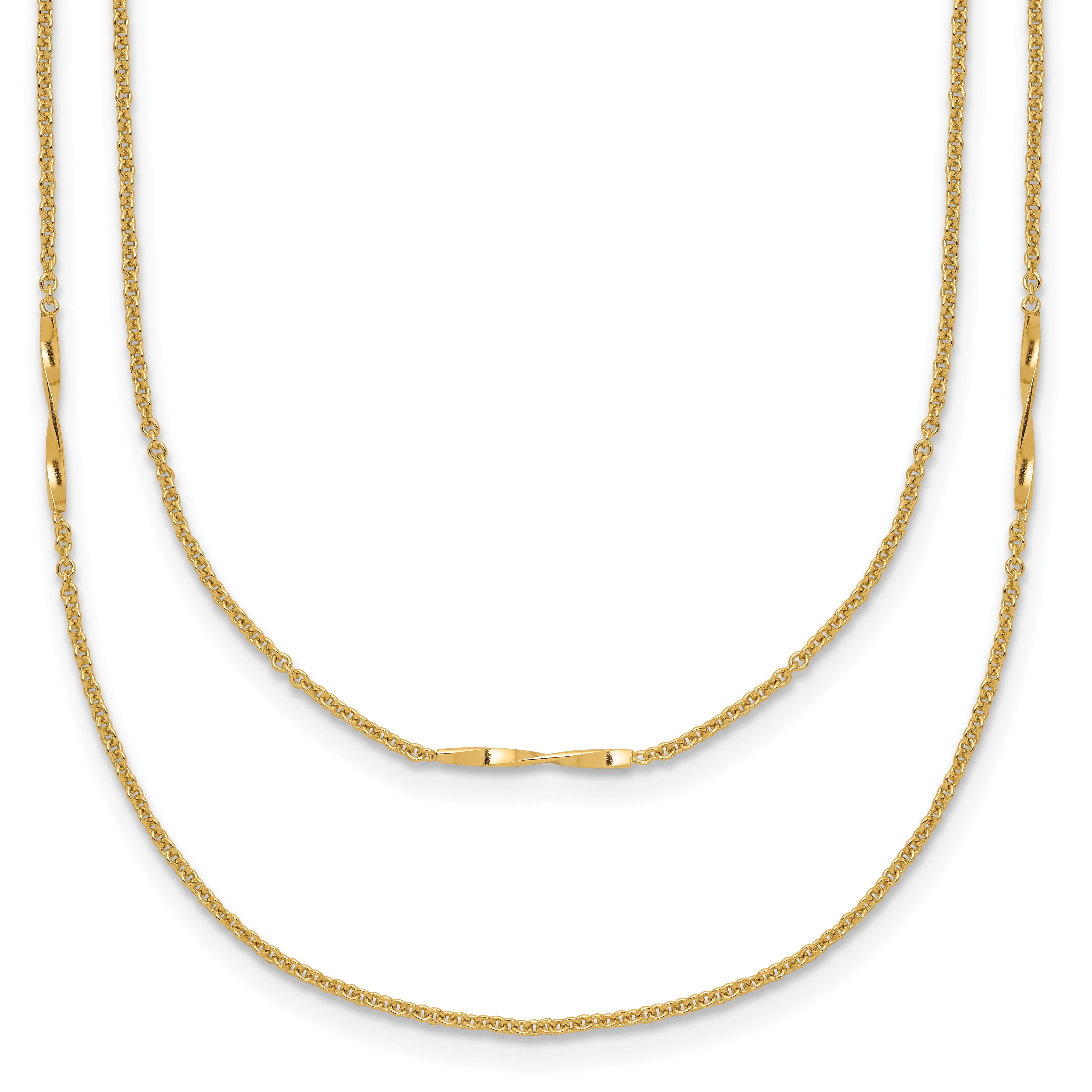 14K Polished 2-Strand Twist Bar Station Necklace