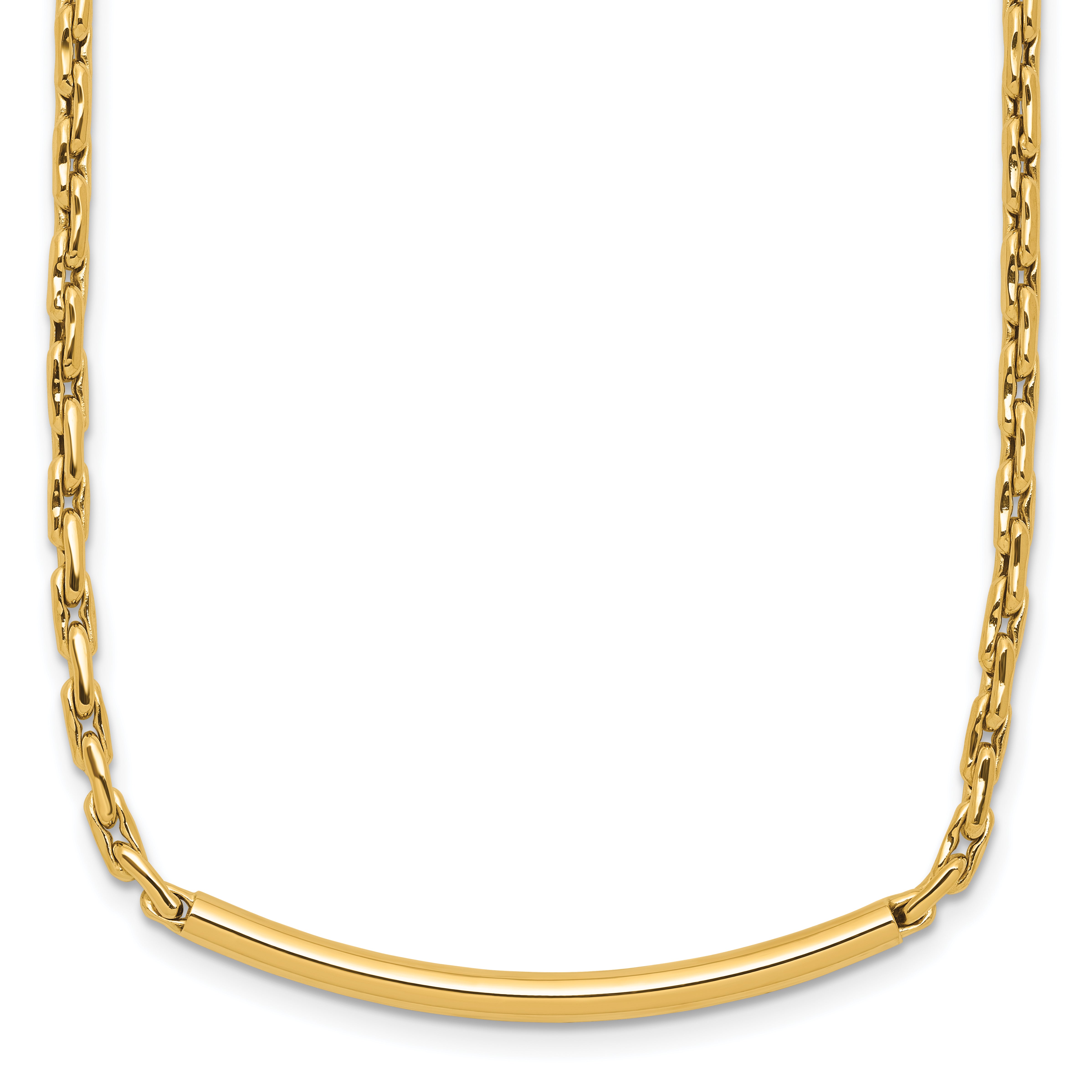 14K Polished Fancy Link Bar w/.5in ext. Necklace