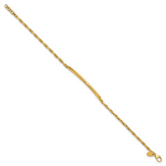 14K Polished Fancy Link Bar w/.5in ext. Bracelet
