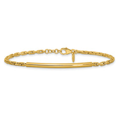 14K Polished Fancy Link Bar w/.5in ext. Bracelet