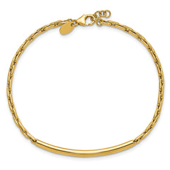 14K Polished Fancy Link Bar w/.5in ext. Bracelet