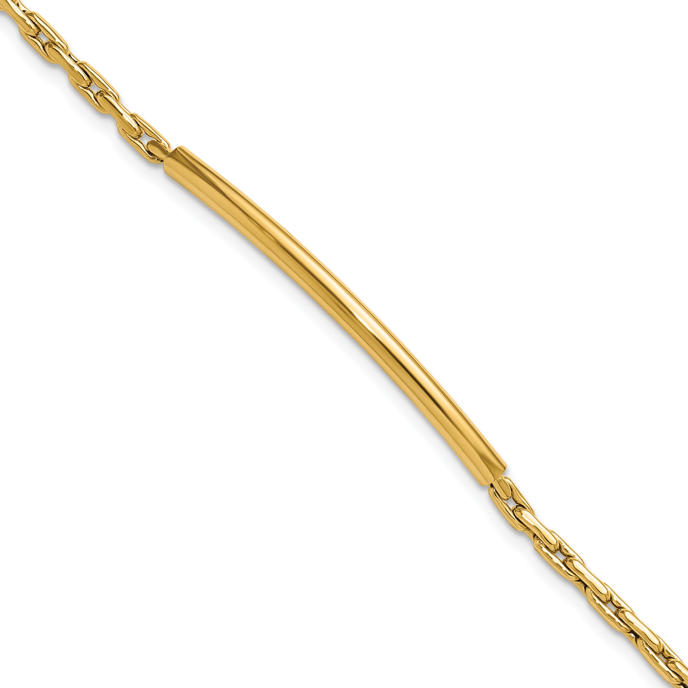 14K Polished Fancy Link Bar w/.5in ext. Bracelet