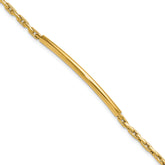 14K Polished Fancy Link Bar w/.5in ext. Bracelet