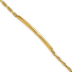 14K Polished Fancy Link Bar w/.5in ext. Bracelet