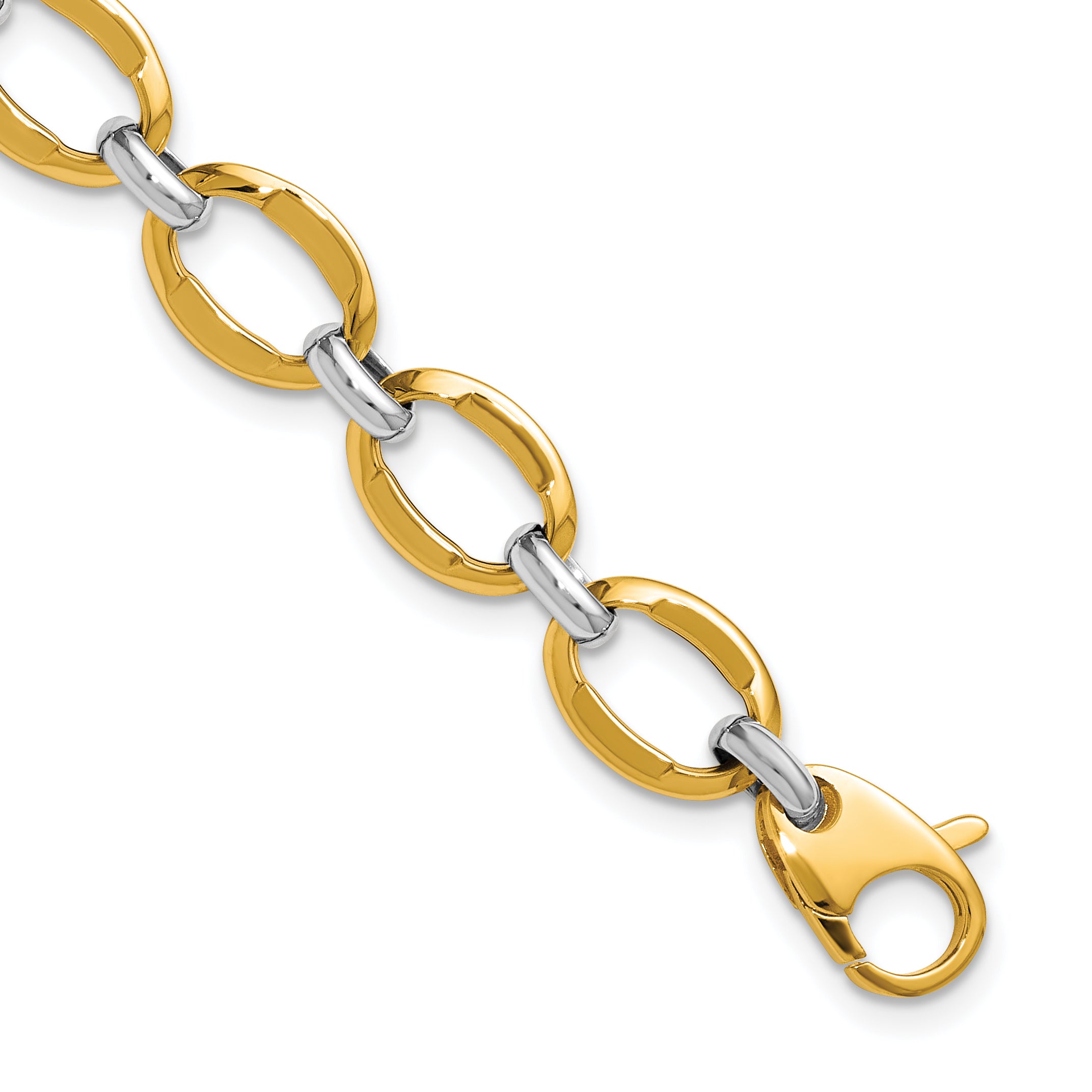 14K Two-Tone Polished Fancy Link Bracelet